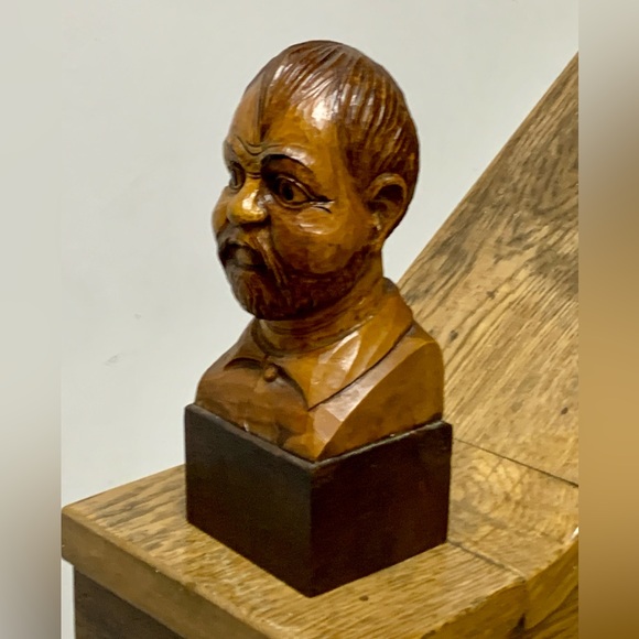 Vintage Hand Carved Wooden Spanish Sancho Panza Don Quixote Bust Statue - Picture 10 of 16